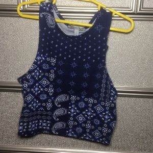 Blue bandanna tank top